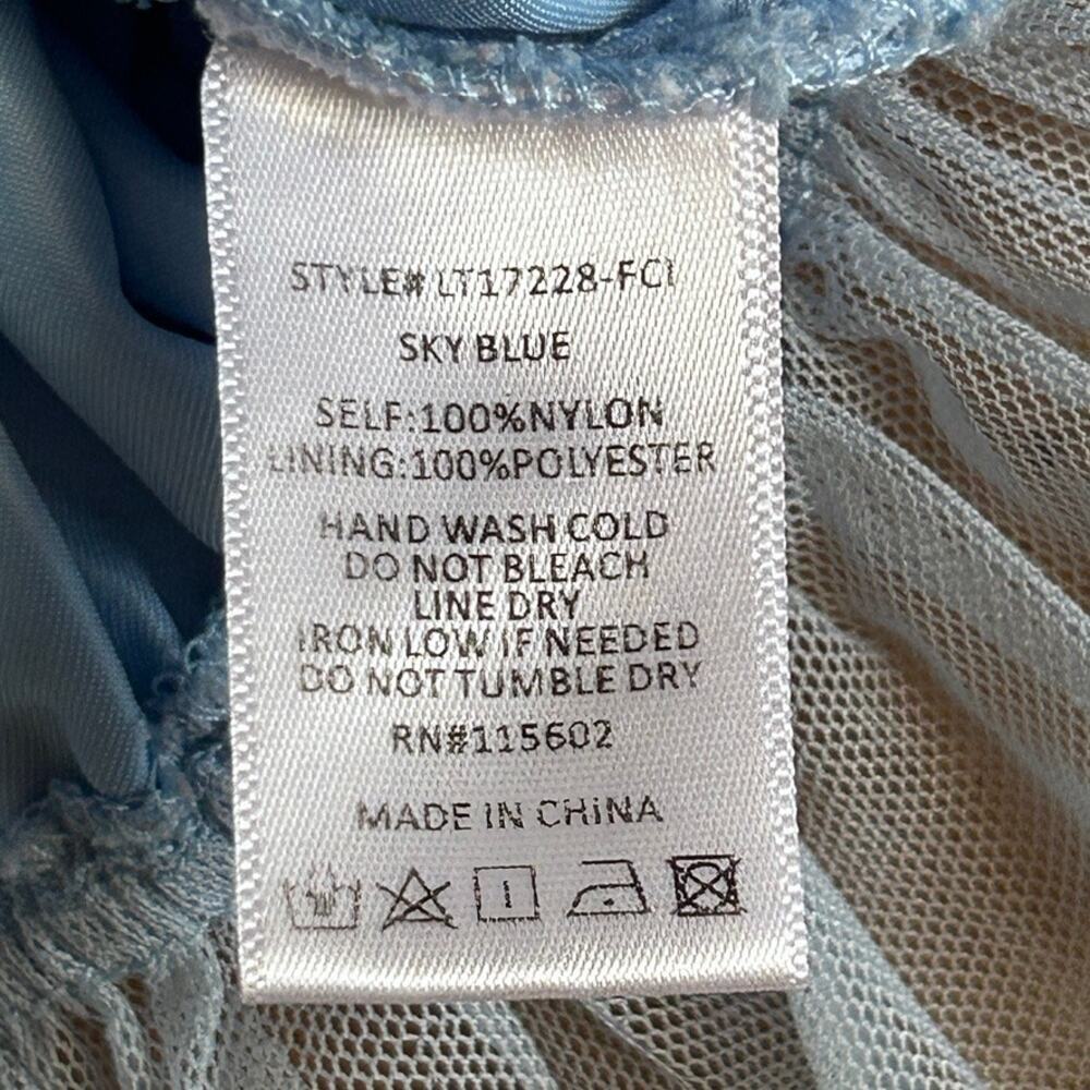 Fairy Milkmaid Mesh Babydoll Crop Top Puff Sleeve Romantic Blue Coquette S - Picture 8 of 10